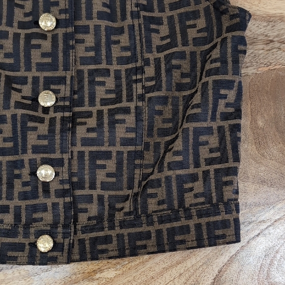 Vintage 2000s Fendi Black and Brown Logo Vest US 2/4 IT 40 Y2K - Picture 4 of 9